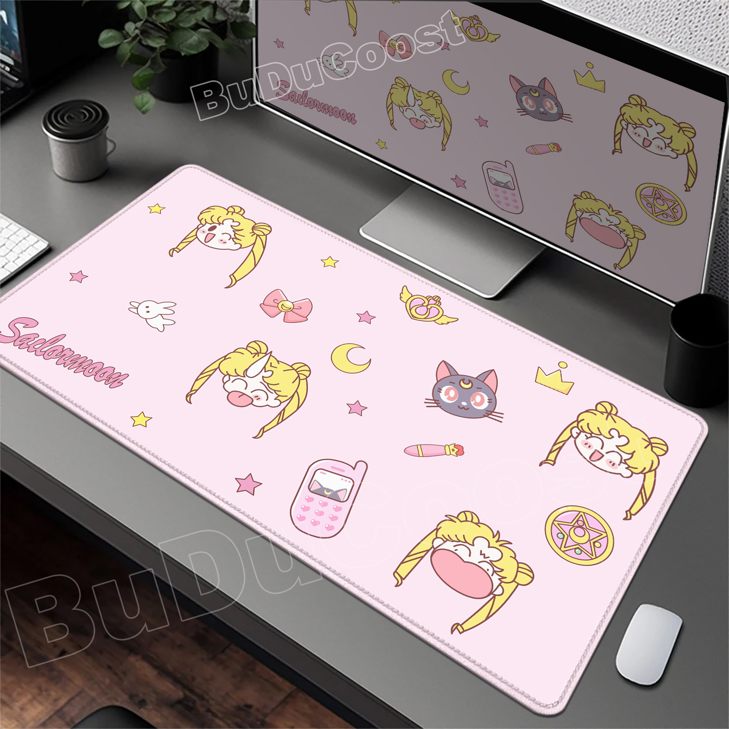 Pc Gaming Pink - سجادة مكتب وردية جميلة بتصميم أنمي